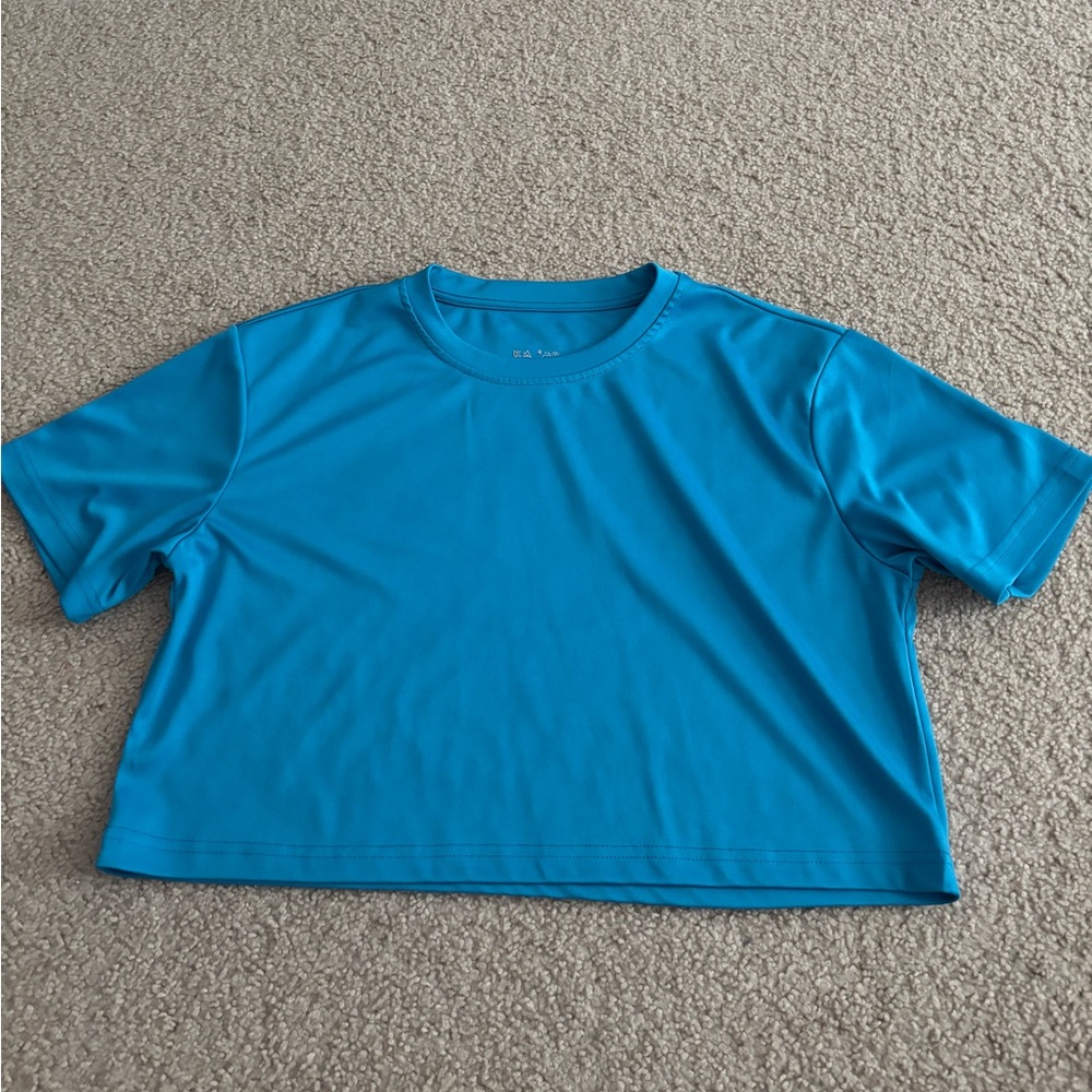 Blue Athletic Cropped Shirt